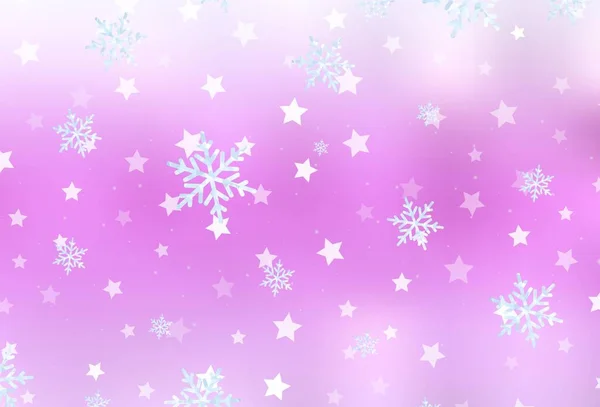 Hellrosa Vektor Hintergrund Mit Weihnachten Schneeflocken Sterne Moderne Geometrisch Abstrakte — Stockvektor