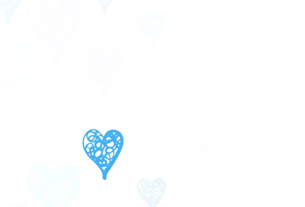 浅蓝色的矢量背景与甜蜜的心 在模糊的背景下 用渐变的心形来说明 情人节广告的模式 小册子 — 图库矢量图片
