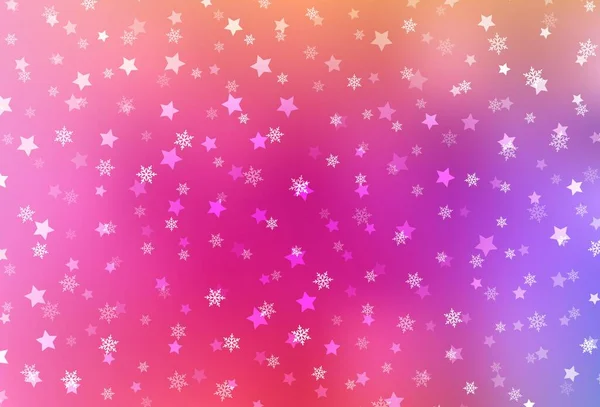 Rose Clair Motif Vectoriel Rouge Avec Flocons Neige Noël Étoiles — Image vectorielle