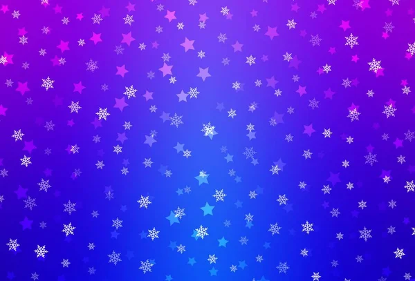 Light Pink Blue Vector Background Xmas Snowflakes Stars Colorful Decorative — Stock Vector