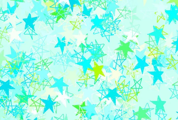 Светло Зеленая Векторная Планировка Яркими Звездами Звёзды Размытом Абстрактном Фоне — стоковый вектор