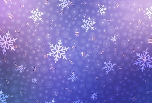 Açık Pembe Tatil Tarzında Mavi Vektör Arkaplan Noel Topları Yıldızlarla — Stok Vektör