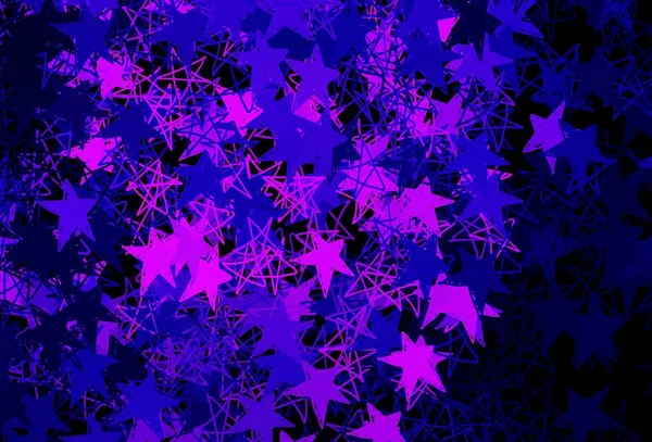 Dark Purple Layout Vetorial Rosa Com Flocos Neve Brilhantes Estrelas — Vetor de Stock