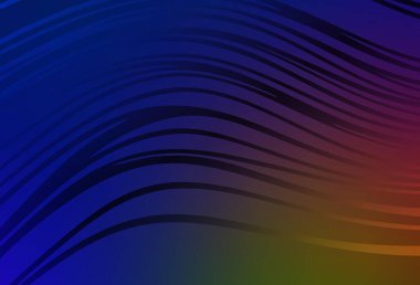 Koyu mavi, bükülmüş çizgileri olan sarı vektör deseni. Basit çizgilerle renkli gradyan çizimi. Cep telefonu ekranları için arkaplan.