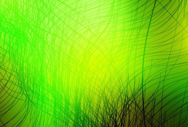 Açık yeşil, çizgileri olan sarı vektör şablonu. Kavisli çizgilerden oluşan parlak bir illüstrasyon. Cep telefonu ekranları için arkaplan.