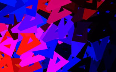 Koyu mavi, kırmızı vektör şablonu, kristaller, üçgenler. Doğa tarzında üçgenleri olan güzel bir çizim. İniş sayfası için modern şablon.