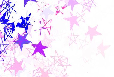 Açık mavi, renkli yıldızlı kırmızı vektör arkaplan. Renkli yıldızlı soyut çizimler. Astronomi web siteleri için desen.