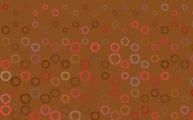 Açık kırmızı, daire şekilli sarı vektör düzeni. Renkli su damlaları olan modern soyut çizimler. Reklamlar, broşürler için desen.