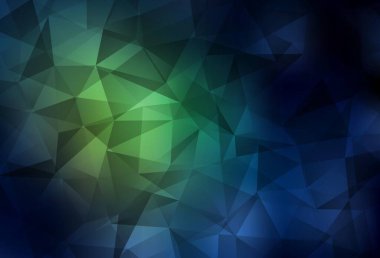 Koyu yeşil vektör mozaik arka plan. Üçgenli parlak renkli çizimler. İşiniz için en iyi üçgen tasarım.