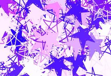 Küçük ve büyük yıldızlı açık kırmızı vektör arkaplanı. Bulanık arkaplanda gradyanı olan yıldızlar. Kozmik arkaplanlar için şablon.