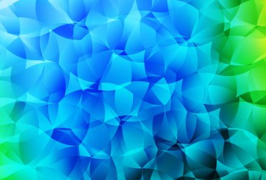 Açık mavi, yeşil vektör üçgen mozaik arka plan. Üçgenlerden oluşan parlayan çokgen çizimler. Dizaynınız için üçgen desen.