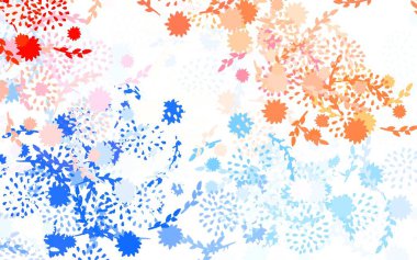 Açık mavi, kırmızı vektör çiçekli, güllü zarif şablon. Beyaz arka planda doğal bir çiçek. Çocuk kitapları için renkli desen.