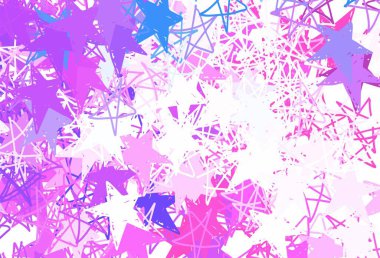 Açık pembe, güzel yıldızlı mavi vektör dokusu. Yıldızlı parlak renkli illüstrasyon. Astronomi web siteleri için desen.