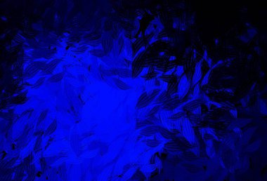 Dark BLUE vector natural backdrop with leaves. Glitter abstract illustration with doodles and leaves. Doodle design for your web site.