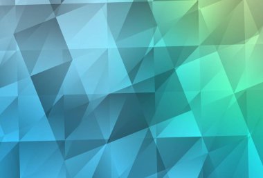 Açık mavi, yeşil vektör soyut mozaik arkaplan. Çokgen biçiminde, gradyan ile renkli çizimler. Arkaplanlarınız için desenli desen.