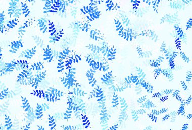 Açık pembe, yapraklı mavi vektör deseni. Origami tarzındaki yaprakların gradyanlı karalama çizimi. Web siteniz için Doodle tasarımı.