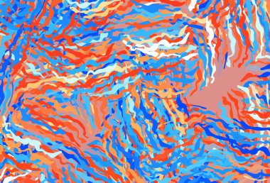 Açık mavi, eğri çizgileri olan kırmızı vektör düzeni. Soyut ve gradyan renkte renkli çizimler. Markan için yeni kompozisyon.