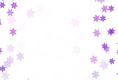 Güzel kar taneleri ve yıldızlarla açık pembe vektör arka planı. Değişken kar taneleri olan renkli kar taneleri. Yeni yıl posterleri, afişler için tasarım.