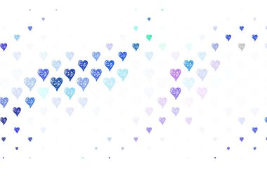 Açık pembe, yeşil vektör dokusu ve güzel kalpleri var. Renkli arkaplanda güzel soyut kalpler. Sevgililer Günü kartpostalları için şablon.