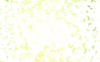 Açık yeşil, dallı sarı vektör karalama düzeni. Yaprakları ve dalları olan yepyeni renkli bir illüstrasyon. Web ve broşürler için elle boyanmış tasarım.