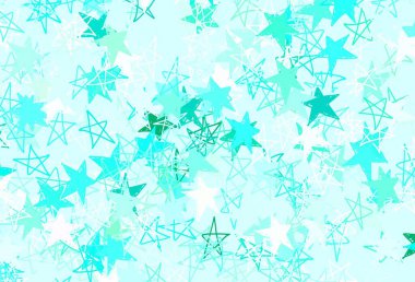 Güzel yıldızlı açık yeşil vektör dokusu. Yıldızlı parlak renkli illüstrasyon. Fütürist reklamlar ve kitapçıklar için şablon.