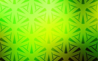 Açık yeşil, sarı vektör arkaplan, çizgiler, üçgenler. Doğa tarzında üçgenleri olan güzel bir çizim. Reklamlar için desen.