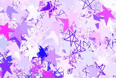 Açık Pembe, renkli yıldızlı mavi vektör arkaplan. Yıldızlı parlak renkli illüstrasyon. Astronomi web siteleri için desen.