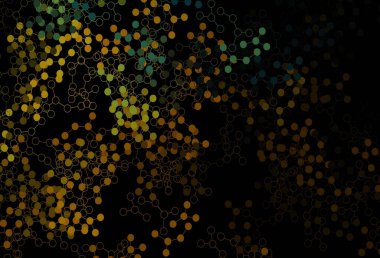 Koyu yeşil, yapay zeka kavramına sahip sarı vektör dokusu. Yapay zeka bağlantılarıyla basit bir şekilde renkli tasarım. Teklif verilerinin tanıtımı için akıllı tasarım.