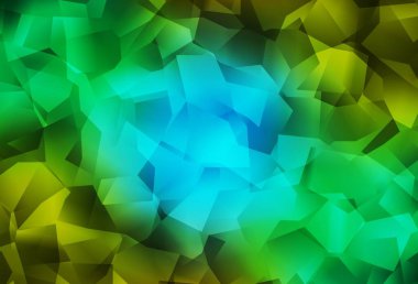 Açık mavi, sarı vektör çokgen desen. Çokgen biçiminde, gradyan ile renkli çizimler. Dizaynınız için üçgen desen.