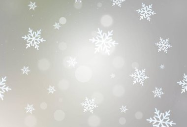 Açık gri vektör arkaplanı tatil tarzında. Noel sembolleri ve tabelaları ile renkli çizimler. Reklamlar, posterler, kitap afişleri için desen.