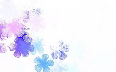 Açık pembe, çiçekli mavi vektör zarif şablon ve çiçekli yeni renkli illüstrasyon. Duvar kağıtları, boyama kitapları için desen.