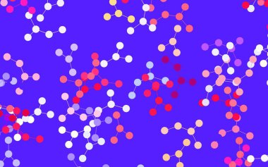 Açık mavi, kırmızı vektör arkaplan ve yapay zeka verileri. Renkli yapay zeka yapısı, eğimli çizgiler ve noktalar. Poster ve teknoloji sembolü.