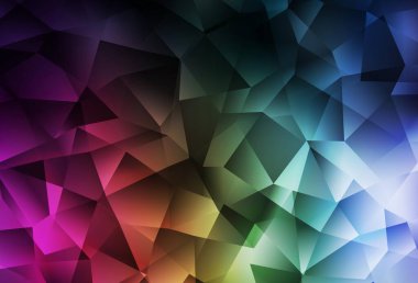 Karanlık Çokrenkli vektör üçgeni mozaik arka plan. Soyut ve üçgenli renkli çizimler. Web siteniz için çokgen tasarım.