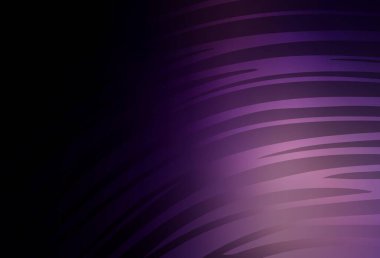 Eğri çizgileri olan koyu mor vektör düzeni. Çağdaş gradyan soyut çizgileri olan çizimler. Broşürler, broşürler için doku.