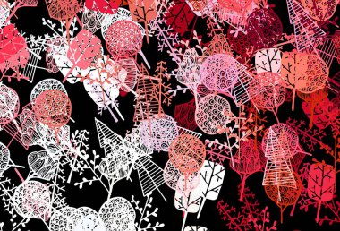 Koyu kırmızı vektör şablonu ağaçlar ve dallarla karalıyor. Soyut ağaçlarla dekoratif illüstrasyon. İş tasarımınız için yepyeni bir tarz.