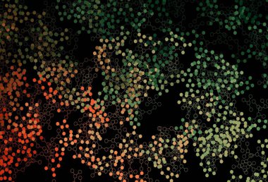 Koyu yeşil, yapay zeka yapısına sahip kırmızı vektör şablonu. Yapay zekanın bağlantı ve noktalarıyla soyut illüstrasyon. Bilim için desen, geleceksel tasarımlar..