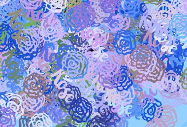 Açık mavi, rastgele şekilli kırmızı vektör deseni. Rastgele şekillerle soyut tarzda dekoratif tasarım. Duvar kağıtları için zarif tasarım.