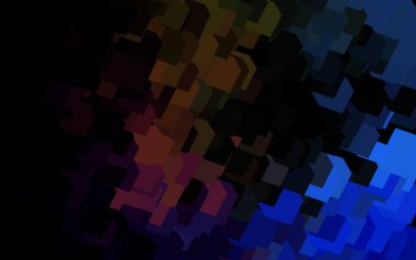 Koyu mavi, dikdörtgen biçiminde sarı vektör dokusu. Soyut arkaplanda dikdörtgenler ve renkli gradyanlar. İş ilanları, broşürler, broşürler için desen