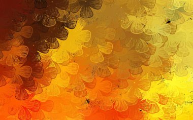 Koyu turuncu vektör doğal arka plan, ağaçlar, dallar. Çiçeklerle süslenmiş soyut çizimler. Cep telefonlarının geçmişleri için şablon.