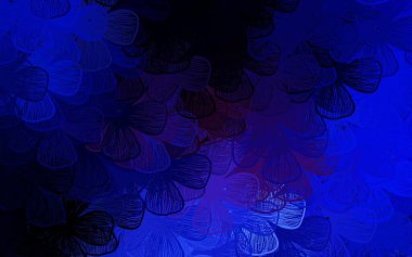 Koyu pembe, mavi vektör karalama desenli ağaçlar, dallar. Renkli, soyut karalama çiçekleri olan bir resim. Marka kitabınız için yeni şablon.