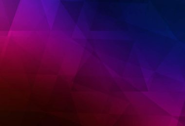 Koyu mavi, kırmızı vektör üçgen mozaik doku. Gradyanı olan üçgen geometrik örnek. Broşürünüz için yepyeni bir tasarım..