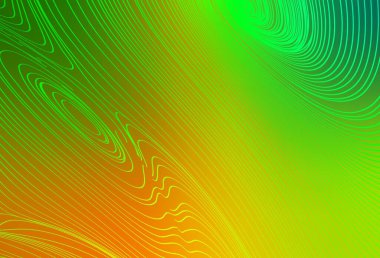 Açık yeşil, eğri çizgileri olan sarı vektör arkaplan. Basit eğri biçiminde parlak renkli bir illüstrasyon. Tasarımınız için basit şablon.