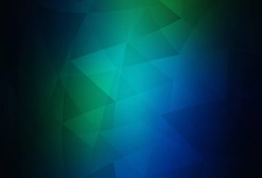 Koyu mavi, yeşil vektör soyut mozaik desen. Gradyanı olan zarif parlak çokgen çizimi. Web siteniz için çokgen tasarım.