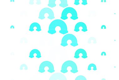 Gökkuşağı elementli açık yeşil vektör deseni. Gökkuşağı ve bulut şekilli dekoratif çizimler. En iyi tasarım mutlu olaylar.