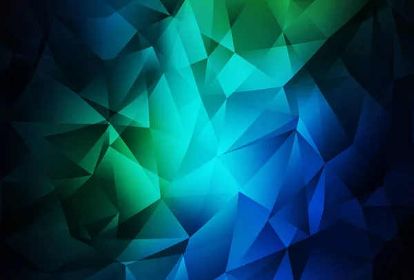 深蓝色 绿色矢量闪烁着三角形背景 显示由三角形组成的多边形图解 适合你背景的纹理图案 — 图库矢量图片