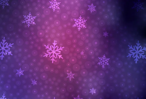 Dark Purple Fondo Vectorial Rosa Estilo Navideño Ilustración Con Copos — Archivo Imágenes Vectoriales