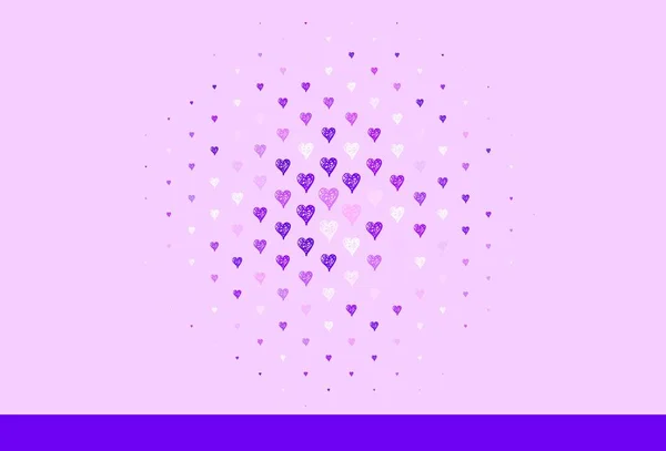 Luz Purple Vector Telón Fondo Con Corazones Dulces Hermosos Corazones — Archivo Imágenes Vectoriales