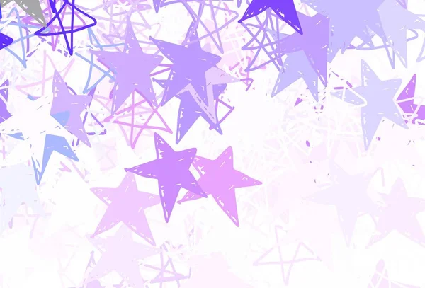 Világos Lila Rózsaszín Vektor Háttér Színes Csillagokkal Csillogó Absztrakt Illusztráció — Stock Vector