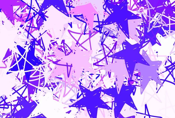 Küçük ve büyük yıldızlı açık kırmızı vektör arkaplanı. Bulanık arkaplanda gradyanı olan yıldızlar. Kozmik arkaplanlar için şablon.