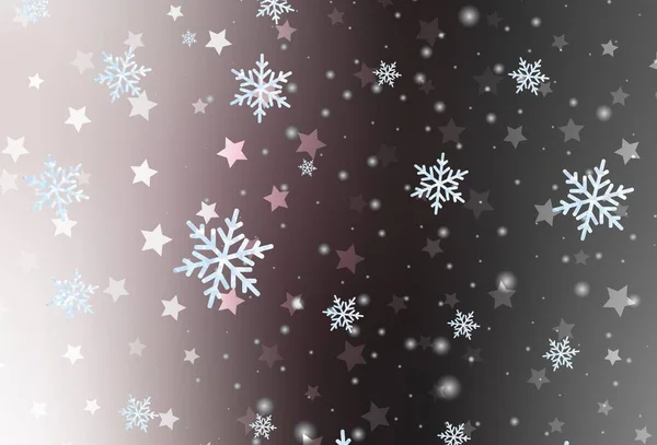 Ljusgrå Vektor Bakgrund Med Vackra Snöflingor Stjärnor Glänsande Färgglada Illustration — Stock vektor